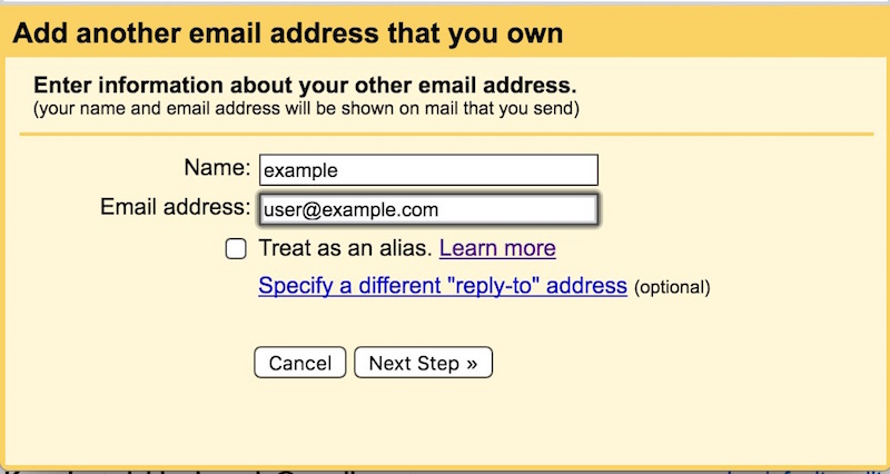 gmail treat as an alias